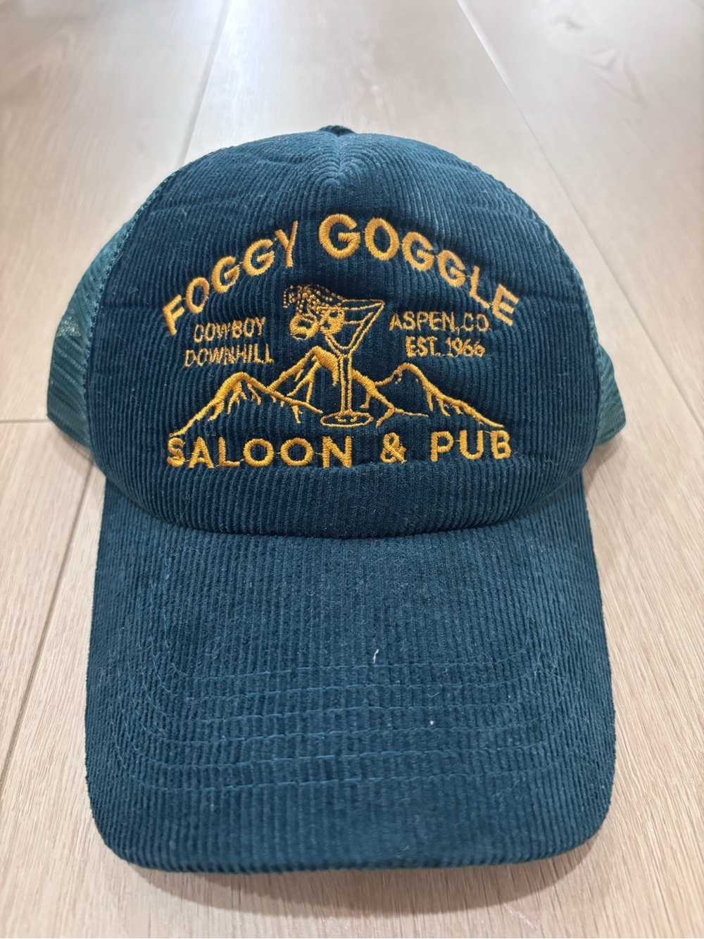Worn West Foggy Goggle Saloon & Pub Corduroy Trucker Hat